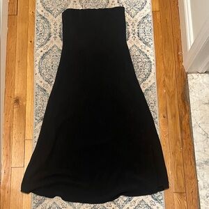 Black Strapless Midi Dress